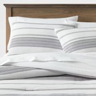 Full/Queen Cotton Stripe Comforter & Sham Set White/Navy - Threshold