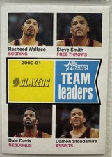 2001-02 Topps Heritage Team Leaders Rasheed Wallace Steve Smith Dale Davis #225
