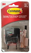 Command Small Matte Black Hooks.  Pack of 2  #17033MB-2ES  Holds up to 1 LB. NEW