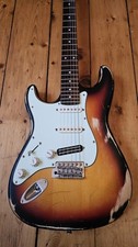 Vintage Icon Distressed Left Handed 3 Tone Burst Electric Guitar Rare Hot Rail