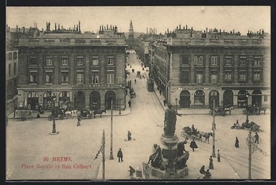 Reims, Place Royale et Rue Colbert, Tram, Postcard 