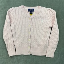 Polo Ralph Lauren Little Girl 5 Pink Cable Knit Button Cardigan Sweater