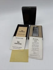 IM Corona Old Boy Pipe Lighter Brushed Silver Japan Made Vintage