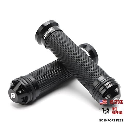 Motorcycle Hand Grips, Racing CNC Aluminum & Soft Rubber Black Black