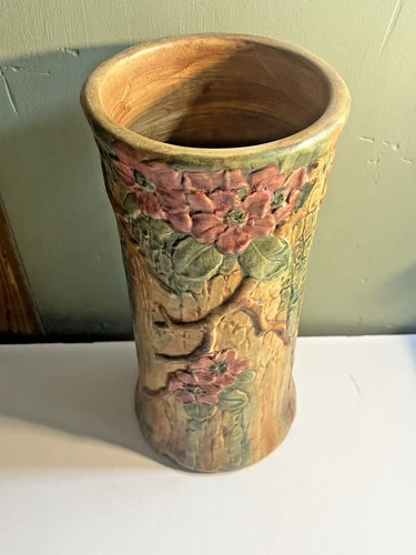 c 1910-20 Weller Pottery Woodcraft Art Pottery Vase 10" Tall Centerpiece