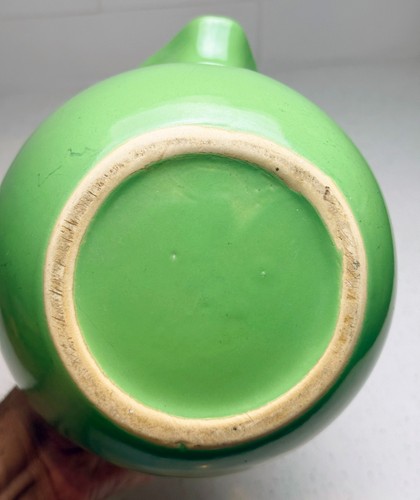 Vintage Green Ball Pitcher Mid Century Fiesta Style Jug 1940s Ceramic - Picture 2 of 3