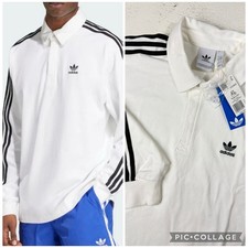 Adidas Originals Men Size XL Adicolor Rugby Polo Trefoil Shirt White IZ2459 New