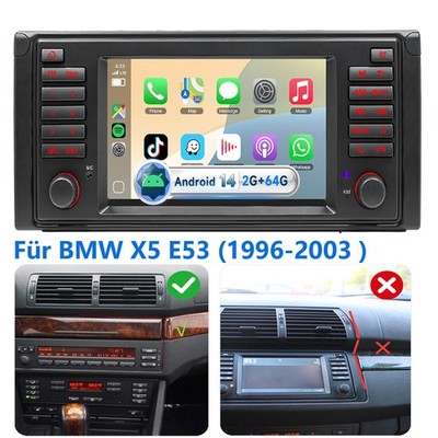 Für BMW 5er E39 X5 E53 7er E38 Android 14 Carplay Autoradio GPS Navi RDS BT AHD