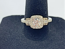 Vintage Sterling Silver 925 White CZ Halo Engagement Ring / Promise Ring Sz 6.5