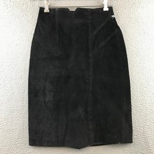 Vintage CHIA sz 10 black suede leather mini skirt