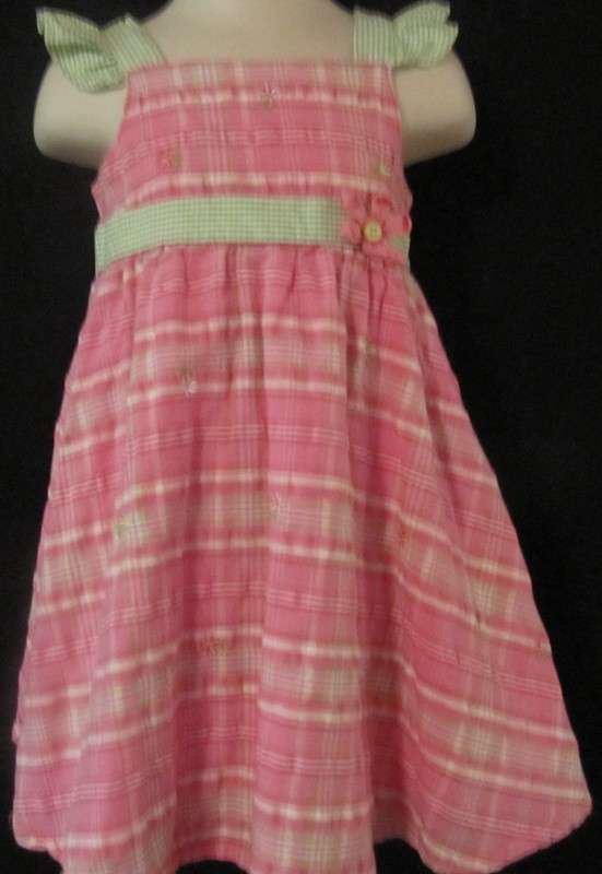B.T. Kids Sleeveless Pink Plaid Dress with Flowers Size 24 Months