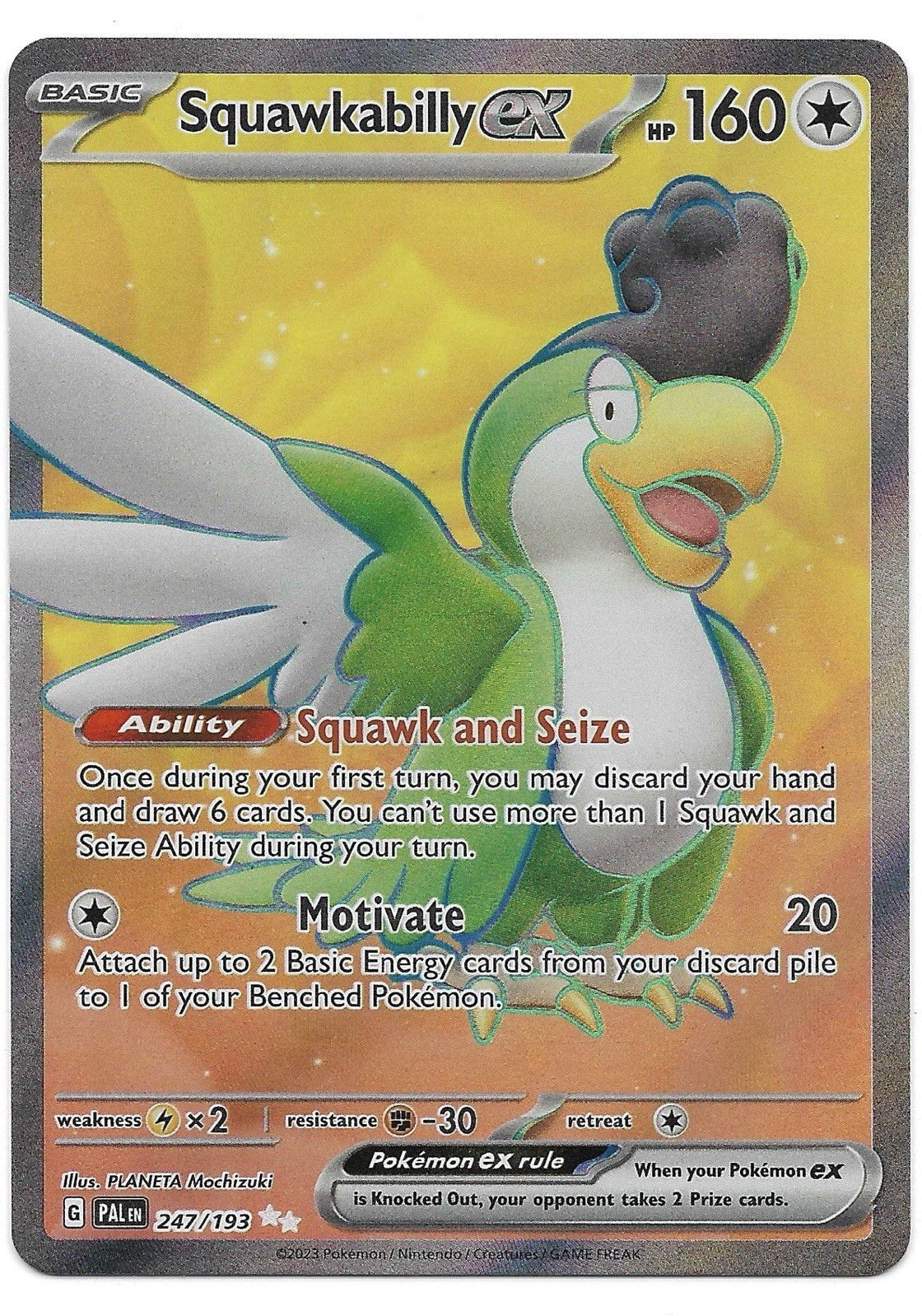Pokemon Company Squawkabilly ex 247/193 Paldea Evolved Ultra Rare Holo ENG