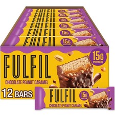 Protein Snack Bars, Chocolate Peanut Caramel Flavored, Gluten Free with 15g P...