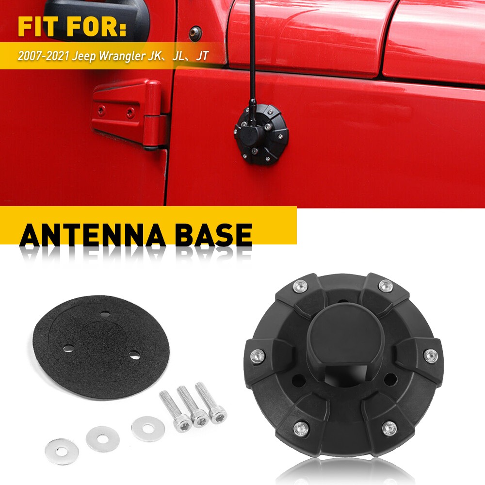 2Set Antenna Cover Base Replacement For Jeep TJ Wrangler JK JL JLU Black 1997-20 thumbnail 5