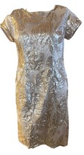Size 12 Beige Formal Wedding Dinner Sequin Mesh Dress By Midnight Velvet New