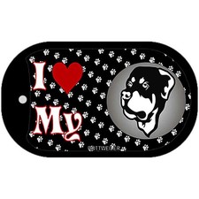 I Love My Rottweiler Novelty Metal Dog Tag Necklace 2" x 1"