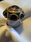 14k Italian Yellow Gold Amethyst Onyx Ring With Weight 5.3g Size 8 SCRAP or Wear — photo 5