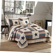 VISIMISI Cotton Bedding Quilt Sets 3 Pieces Reversible Coverlet King Size Star