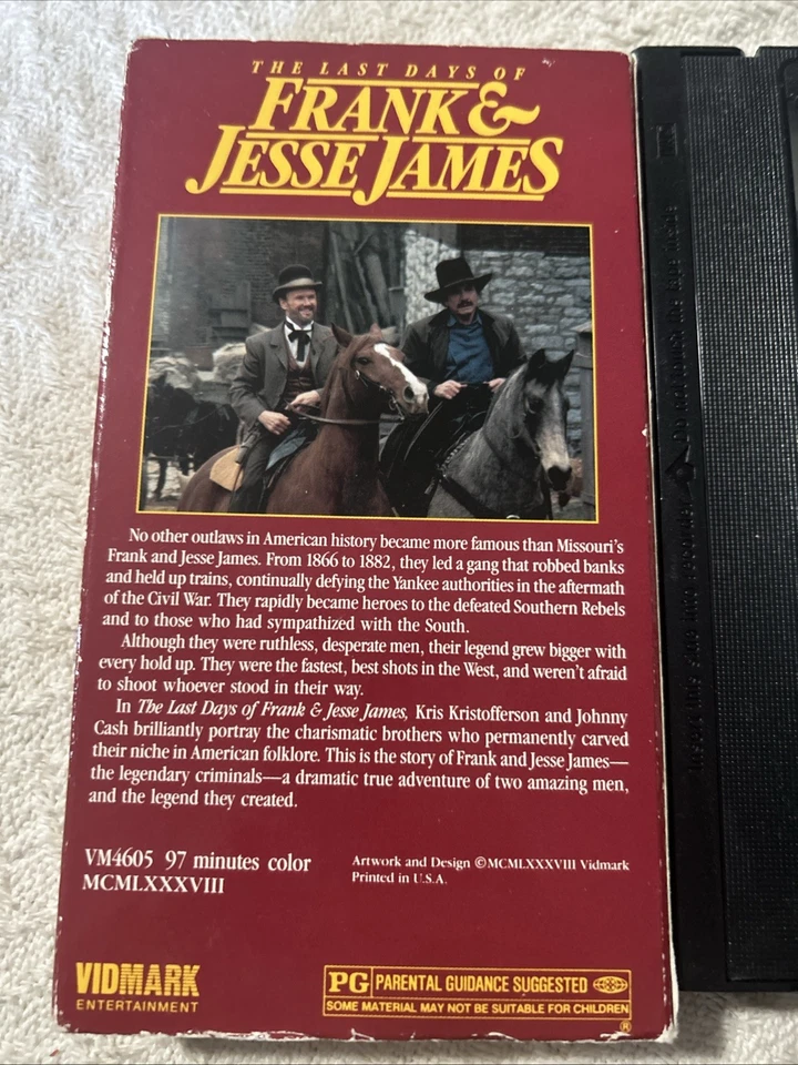 The Last Days of Frank & Jesse James (VHS, 1988, Vidmark) Johnny Cash - Sealed Foto 2 de 2