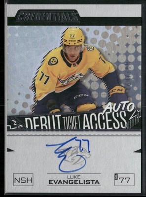 2023-24 Credentials Debut Ticket Access 40/199 Luke Evangelista Rookie Auto RC