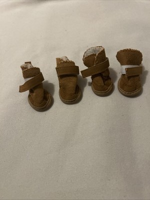 Pets Cute Strapped soft Khaki Booties Size Small with Thick plastic Durable Sole