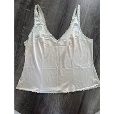 Vintage JCPenney Cream Lace Trim Camisole Size 40 Made in USA Champagne Tank Top