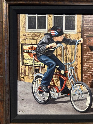 Scott Jacobs Art “ The Ridings On The Wall”# 3/5 HC Canvas Harley Davidson Cycle - Picture 3 of 9