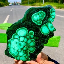 1.52LB Natural glossy Malachite transparent cluster rough mineral sample