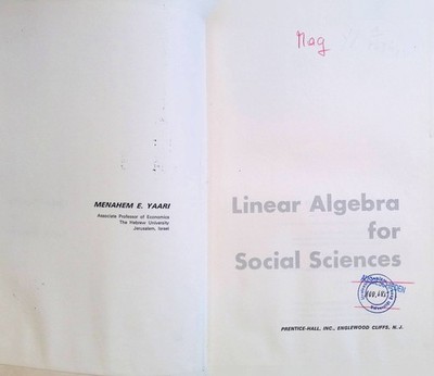 Linear Algebra for Social Science Yaari, M.: