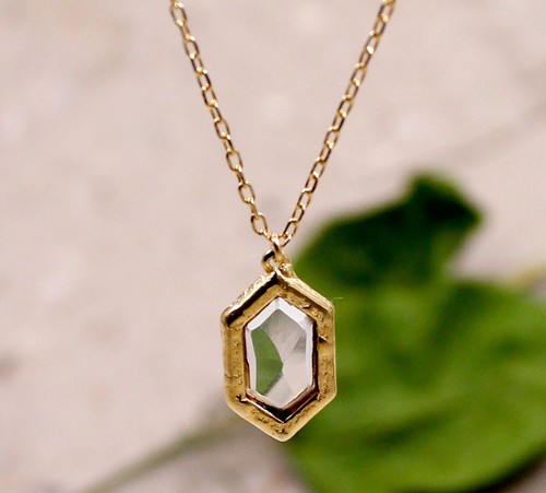 Solid 925 Sterling Gold Plated Crystal Quartz & Labradorite Beads 16+2" Necklace - Picture 2 of 5