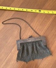 Antique 1920  s German Silver Mesh Purse Clutch Coin Purse Flapper Girl Era