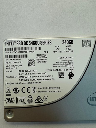 INTEL DC S4600 SERIES SSDSC2KG240G7 240GB 6Gb/s SATA ATA 2.5" SSD - Picture 9 of 15