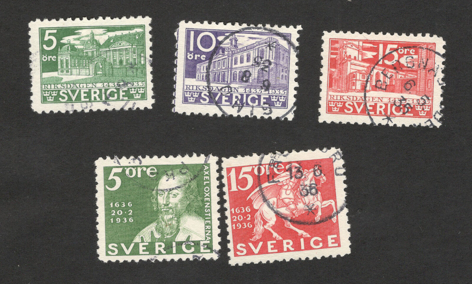 SWEDEN-5 USED STAMPS