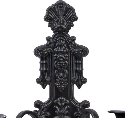 Set of 2 Rustic Black Candle Sconces - Elegant Iron Wall Decor for Home - Picture 6 of 10