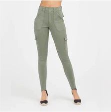 Spanx Stretch Twill Ankle Cargo Pant Soft Sage Green Leggings 20311R Sz S