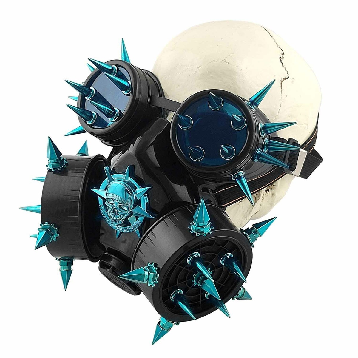 個人装備 Blood-sucking spiked mask Handcrafted Gothic Skull Mask: Cyberpunk Spike Rave Costume
