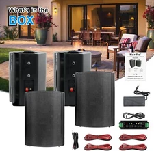 4*Herdio 6.5 inch Indoor Outdoor Bluetooth Speakers Wall Mount Bass Waterproof