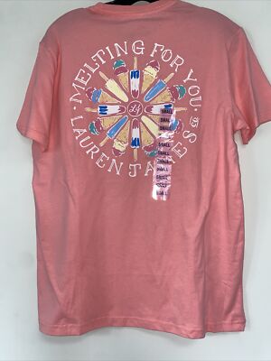 Lauren James Women's Short Sleeve Crew Neck Graphic T-Shirt w/ Front Pocket  NWT
