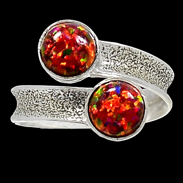 Red Fire Opal 925 Sterling Silver Ring Size 8 eBay