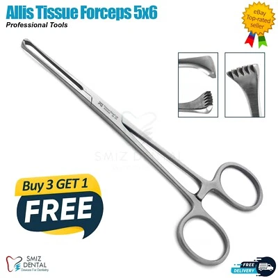 SMIZDENTAL Allis Forceps 5x6 Haemostatic Artery Forceps Toothed Dressing Dentistry