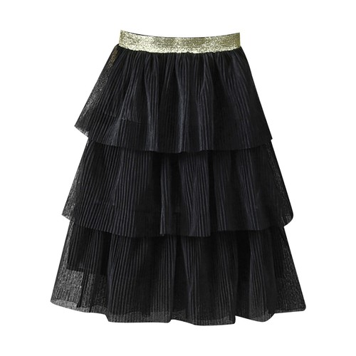 Kids Girls Multi-Layers Ruffle A-line Flared Midi Knee Length Tutu Pleated Skirt - Picture 22 of 32