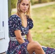 NWT LoveShackFancy Lais Floral Midi Puff Sleeve Dress