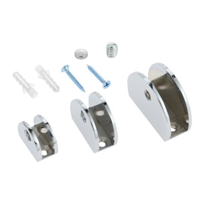 4PCS Silver Half-round Glass Clamp Shelf Brackets Zinc Alloy Fix Glass Shelves