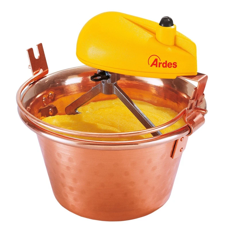 Pentola con Gira POLENTA Automatico Polentina in Rame Paiolo 26 cm 8 Porzioni, fotografia 7 di 14