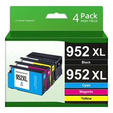4Pack 952XL 952 XL Black  Color Ink For HP OfficeJet Pro 8710 7740 8715 8720