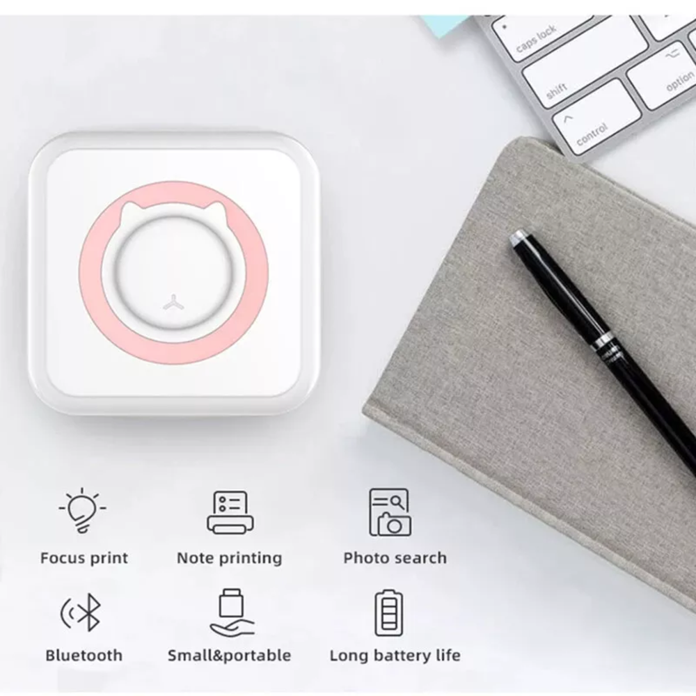 Bluetooth Pocket Photo Printer - Portable Mini Thermal Printer for On-the-Go Printing