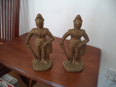 2 Medieval Chivalry Knight of the Realm Bronze Finish Iron Book End 9 1/4'' TALL