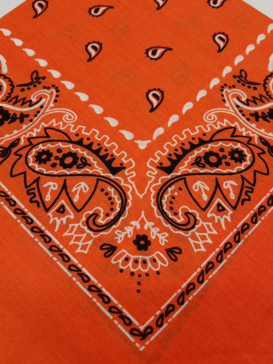 Orange White Black Paisley Classic Bandana Scarf Biker DoRag