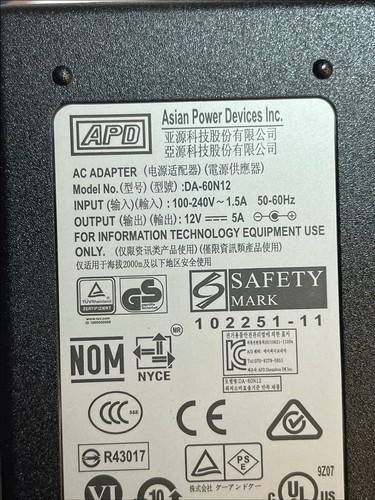 12.0V 12V 5.0A 5A AC-DC Adaptor Power Supply Negative Centre 5.5mmx2.1mm+EU Plug - 第 2/9 張圖片