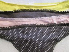 New 4 Ladies Thongs Cotton Panties  Size XL  Pink, Gray Dots, Yellow, Gray  